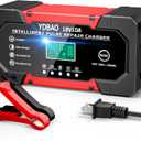 Battery Charger 10A 12V Fully Automatic Smart Car Battery Charger with LCD Display & Temperature Compensation for Car Motorcycle Vans (Black)