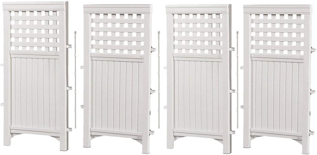 Suncast 4 Panel Reversible Outdoor Screen Enclosure, 44" (H) x 23" (W) per, White