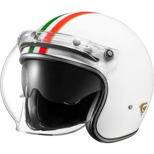 KYPARA DOT Approved Vintage Open Face Motorcycle Helmet with Open Face Helmet with Sun ShieldBubble Visor& Peak, Retro Half Helmet for Men & Women (It.White, XL)