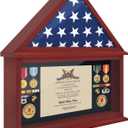 American Flag Display Case - Military Shadow Box with Polished Plexiglass for 5'x9.5' Folded Flag