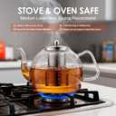 1800ml Glass Teapot with Infuser, Stovetop Safe Large Tea Pot, Hand Crafted Borosilicate Glass Tea Kettle, Blooming and Loose Leaf Tea Maker for Tea Lovers, Tea Gift Set with Cleaning Brush