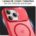 YFEMLAZ for iPhone 15 Pro Max Case(Built-in Invisible Kickstand) Heavy Duty MagneticCompatible with MagSafe Military-Grade Drop Protection,Translucent Matte for iPhone 15 Pro Max Case 6.7",Red