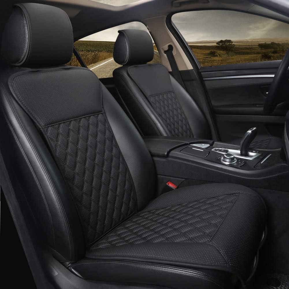 Black Panther 1 Pair Luxury Car Seat Covers Protectors, Universal Anti-Slip Driver Seat Cover with Partial Backrest Coverage (Middle Part Only), Diamond Pattern, Compatible with 95% Cars (Black)