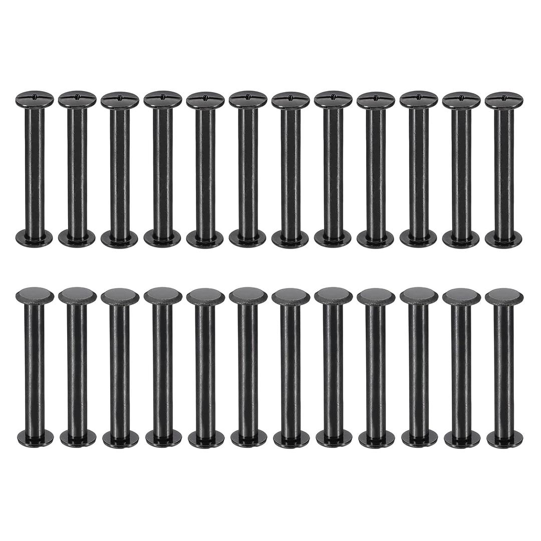 PATIKIL 24 Sets Chicago Screws, 38mm l Chicago Screws Phillips Binding Post Screw Bolts Leather Rivets Fasteners Connectors for Leather Belt Scrapbook Photo Albums, Black