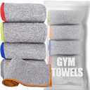 2 x 5 Pack Microfiber Gym Towels for Working Out, 16" X 26.8", Silver ION Odor-Free Absorbent Fiber, Fast Drying and Quick Dry Towels for Body Sweat, Working Out (Multicolor)