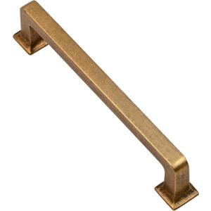 Alzassbg 10 Pack Antique Brass Cabinet Pulls, 5 Inch(128mm) Hole Centers Cabinet Handles Square Kitchen Hardware for Cabinets AL3046AE (5 Inch Hole Centers, Antique Brass)