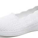 poemlady Women's Slip on Loafer Shoes - Mesh Casual Ballet Flat Nurse Walking Sneakers Knit Round Toe Casual Memory Foam Shoes (7)