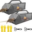 Upgraded Live Mice Traps Humane Mouse Trap Indoor for Home Live Rat Trap for Outside Chipmunk Trap Outdoor Metal Mouse Trap Box Cage Easy to Catch&Release Live Chipmunk Animal Squirrel(2Pack)
