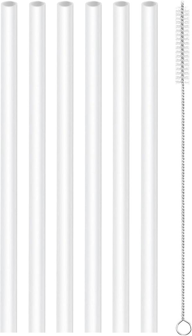 Reusable Replacement Straws, Compatible with Iron Flask Sports Water Bottle 40 Oz,With Carabiner Straw Lid And Narrow Straw Lid Tumbler -6 PBA-Fre Straws and 1 Cleaning Brush