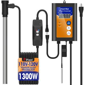 1300W Titanium Fully Submersible Water Heater for Pool, Electric Ground Swimming Pool & Hot Tub Immersion Water Heater with Thermostat & GFCI Plug, for Bathtub Baptistery Camping Bucket Stock Tank (1)