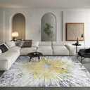 Lahome 8x10 Rugs for Living Room, Modern Area Rugs 8x10 Bedroom Rug Aesthetic Low-Pile Soft Dining Room Rug, Washable Abstract Golden Carpet Indoor for Kids Playroom Nursery