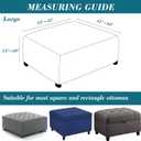 HFCNMY Ottoman Cover Square,Stretch Knitted Jacquard Square Ottoman Cover Thick Ottoman Slipcover Square Washable Storage Ottoman Cover Foot Stool Cover with Elastic Bottom Black Large