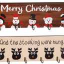 Blulu 2 Pieces Christmas Stocking Holder for Wall The Stockings were Hung Wall Sign Merry Christmas Stocking Hangers Xmas Holder with 5 Hangers for Fireplace Mantel Door(Rustic Style)