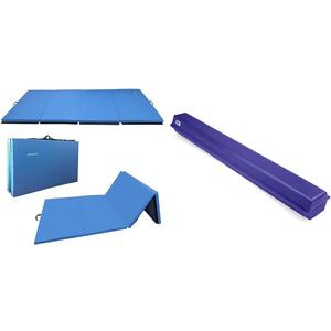 Signature Fitness 4'x8'x2" Extra Thick Gymnastics Mats and We Sell Mats 9 ft Folding Foam Balance Beam Bar Gymnastics Equipment Bundle
