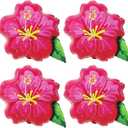 4Pcs Tropical Hibiscus Foil Balloons, 23.6inch Hot Pink Hibiscus Flowers Balloon for Magic Theme Hawaiian Flamingo Summer Luau Aloha Birthday Party Decorations