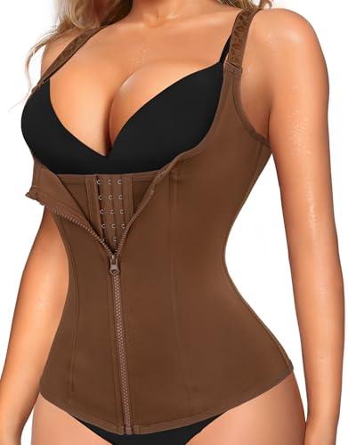 LODAY Waist Trainer Corset for Women Tummy Control Sport Workout Body Shaper Black (Brown, Large)