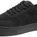 IDIFU Women's Fashion Sneakers Knit Lace Up Mesh Sneakers Ladies Casual Comfortable Dressy Trendy Tennis Shoes Spring Business Walking Work Office Travel Low Top Slide Slip On Flat Sneakers Shoes (9, Black)