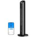 GoveeLife Black Tower Fan for Bedroom, 36" Smart Floor Fan with App/ Voice Control, Temperature Sensor, 5 Modes 8 Speeds(25ft/ s), 29dB Quiet Oscillating Fan for Office, 24H Timer, Auto Cooling