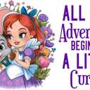 Cute Cartoon Alice and Rabbit Floral Mad Hatter Cheshire Cat Alice in Wonderland Adventurous Creative Minimalist Cartoon Girls Boys Kid Room Design Nursery Fun Home Vinyl Decoration Size (28x26 inch)