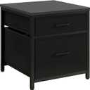 YMYNY Mini Fridge Stand with Storage, Mini Fridge Cabinet with Fabric drawers, 250lbs Heavy-Duty Compact Refrigerator Table, Coffee Bar Shelf, for Home, Office, Bedroom, Black HBR008B