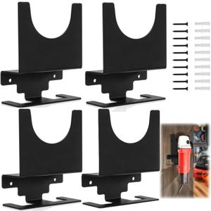 4 Pack Angle Grinder Holder, Wall Mount Bracket for 5 inch Grinder, Polisher Storage Rack Stand with Cord Hook, Garage Tool Hanger for Angle Grinders Impact Wrench Cutters Waxing Machines