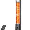Outdoor Heater for Patio w/Remote, 1500W, 60 Oscillation, 9H Timer, 9 Heat Level, Tip-Over/Overheating Protection, Safety Lock, for Garage Porch Office Black