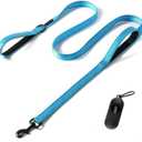 Heavy Duty Dog Leash with Double Handles - 6FT Reflective Anti-Pull Training Lead for Large Dogs, Padded Handle Durable Nylon Leash (Blue)