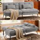 COMHOMA Convertible Futon Sofa Bed, 72Fabric Futons Couch with Adjustable Backrest, Folding Sleeper Recliner for Living Room Furniture (Grey)