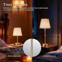 Cordless Table Lamp Rechargeable, LED Table Lamps with Touch Control, Stepless Dimmable Bedside Lamp, 6000mAh Battery Operated USB-C Lamp for Bedroom, Dining, Patio, Small Fabric Lamp Gold 2PCS