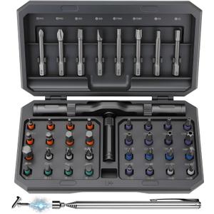 DISEN 43 in 1 Ratcheting Screwdriver Set with 58-Tooth Handle & Magnetic Pickup, 40 S2 Steel Bits Long/Short, Professional Repair Kit for Electronics, Computer, Furniture,Bike, Ideal Gift for Men