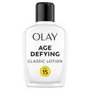 Face Moisturizer by Olay, Age Defying Classic Daily Renewal Lotion, With Sunscreen, Classic,4 oz 120ml
