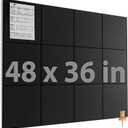 MaxGear Large Cork Board for Wall 48" x 36" Black Bulletin Board, 12 Pack Felt Wall Tiles with Pushpins, Cork Boards for Office Pin Board Tack Board for Photo Meno Decor