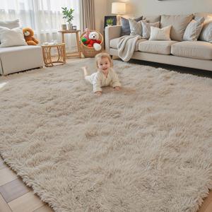 8x10 Area Rugs for Living Room Bedroom, Large Area Rug Shaggy Carpet Soft Plush Furry Bedside Rug, Rugs for Home Decor (Beige, 8 x 10)