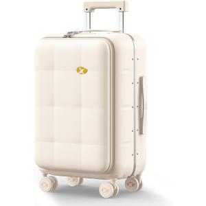 MGB Carry On Luggage with TSA Lock, 20 Inch PC Hardside Suitcase, Front Opening Aluminum Frame Carryon Luggage 22x14x9 Airline Approved Suitcases for Travel with 360spinner Wheels (Off-white)