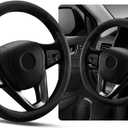 Ziciner Steering Wheel Cover, Soft Leather Premium Durable Elastic Auto Wheel Cover Protector, Stretch Breathable Anti-Slip Lining, Universal 14.5-15 inch Car Interior Accessories (Gray)