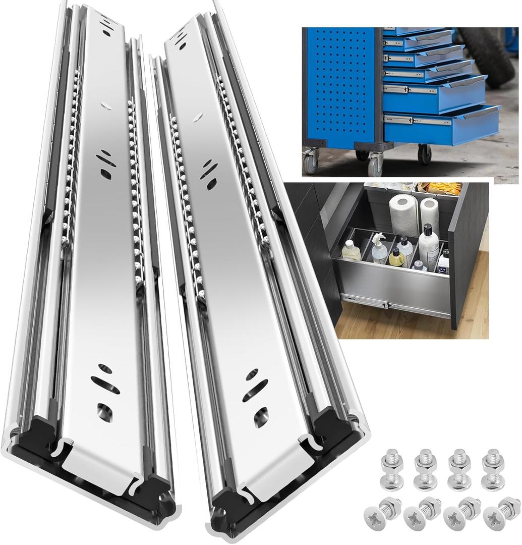SHUHANG 1 Pair 150 lb Load Capacity Heavy Duty Drawer Slides 12 14 16 18 20 22 24 26 28 30 32 34 36 38 40 Inch Full Extension Ball Bearing Rails Side Mount Cabinet Glides RV Tool Box Runners