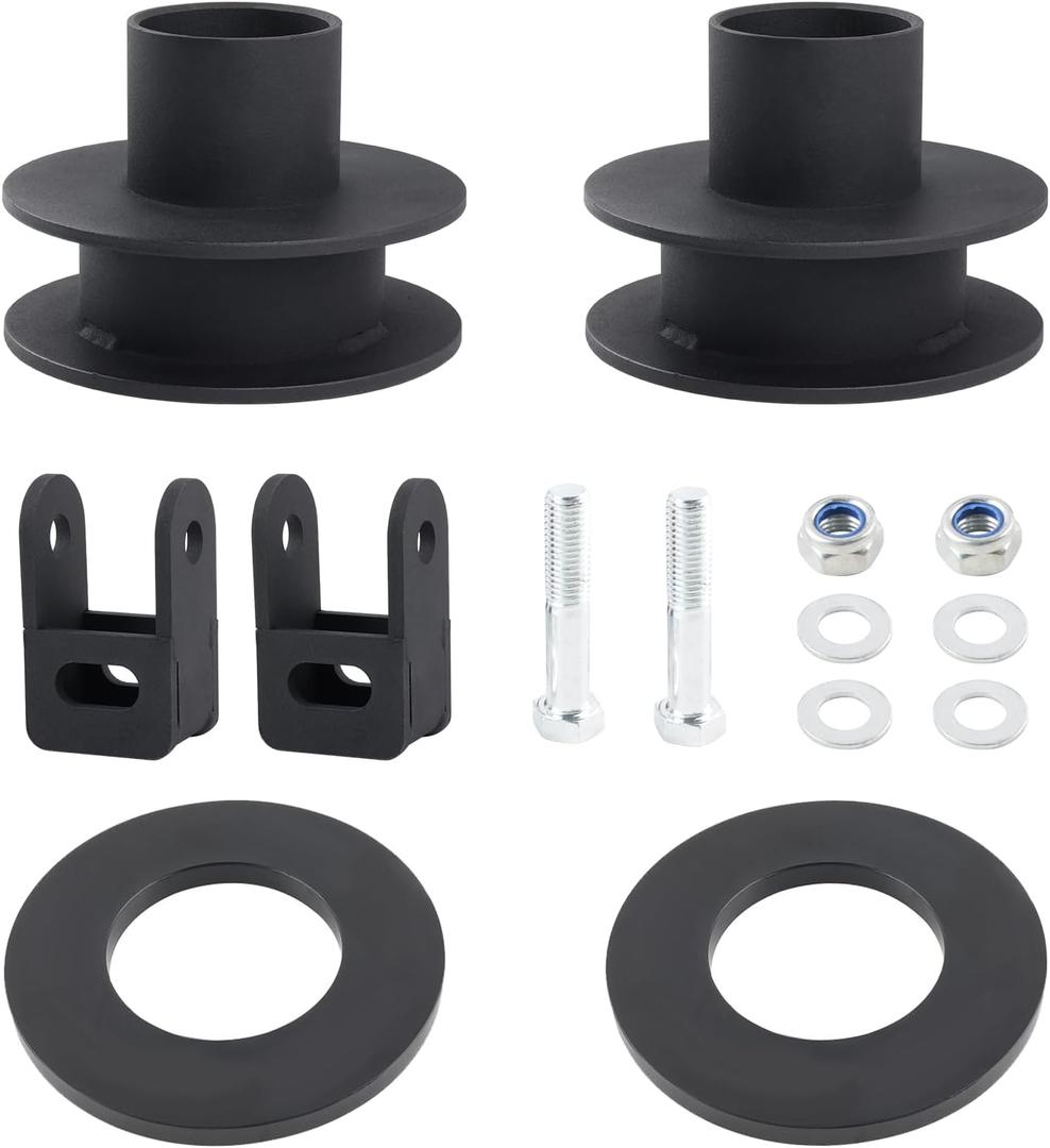 2" Front Leveling Kit Compatible with 2005-2024 Ford F250 F350 Super Duty 4WD, 2 inch High-Strength Steel Coil Spring Lift Spacers with Shock Mount Extenders & Sound Isolator