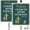 2 Pack 10 x 12" Clean Up After Your Dog Signs with Metal Stakes, Reflective Aluminum Please Pick Up After Your Dog Sign for Yard, No Pooping Dogs Signage, Rust Free UV Protection Weatherproof