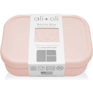 Ali+Oli Silicone Bento Box (Blush) Lunch Box for Kids, Toddlers, Preschoolers & Adults | BPA-Free and Spill-Proof | Ideal for School, and On-the-Go Meals| Perfect for Lunch, Snacks, and Meals