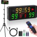 Samshow LED Electronic Scoreboard Digital Score Keeper with Remote & Tripod, Basketball Scoreboard with Shot Clock & Timer & 12/24h Real Time for Football/Corn Hole/ping Pong/Table Tennis