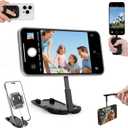 Magnetic Phone Tripod Stand, Portable Mini Selfie Stick for iPhone 17/16/15/14/13/12 & MagSafe, Aluminum Angle-adjustable Foldable Strong Magnet Phone Holder, Travel Essentials, Included Metal Ring (Charcoal Black)