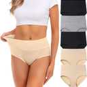 Women's Underwear, Cotton Mid Waist No Muffin Top Full Coverage Brief Ladies Panties Lingerie Undergarments for Women Multipack (Medium) (One Missing )