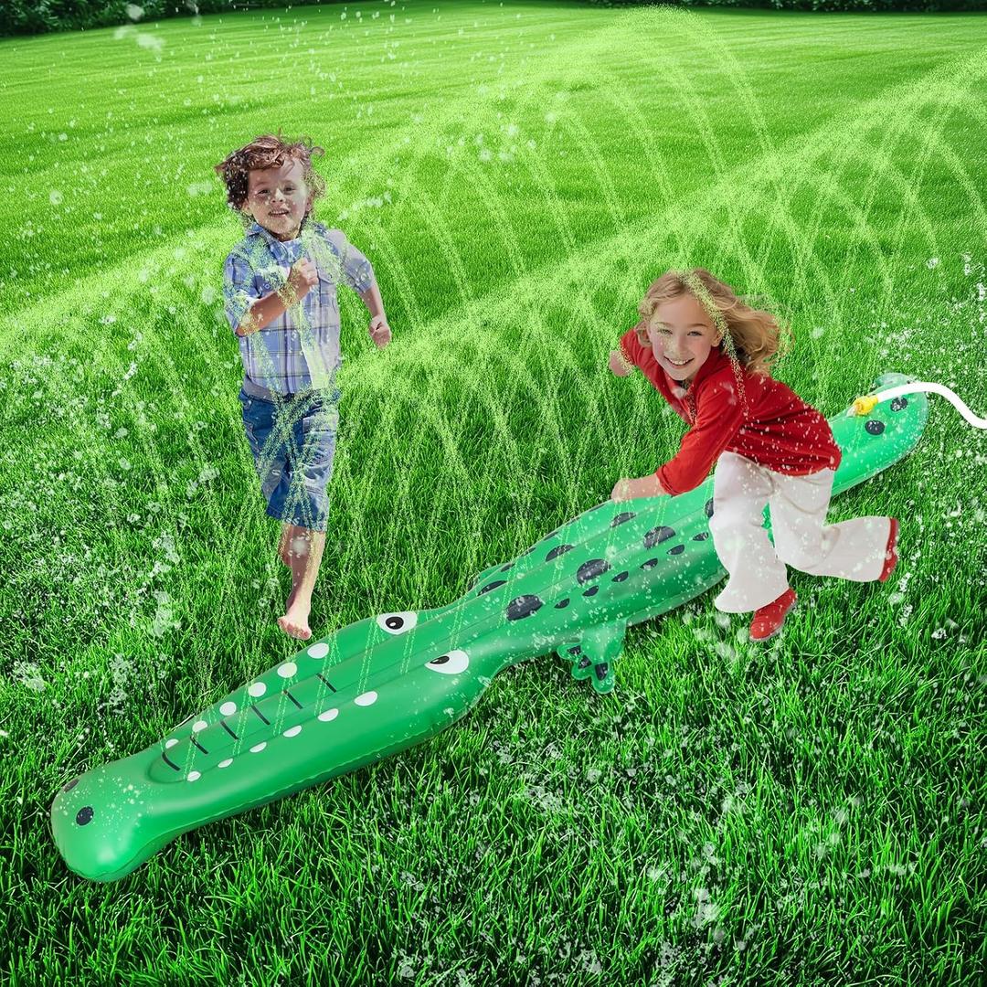 Water Sprinkler for Kids,Large Crocodile Inflatable Sprinkler, Kids Sprinklers for Yard,Outdoor Water Toys Spray Summer Water Play for Boys Girls Dogs Backyard