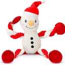 Senneny Christmas Dog Toys, Squeaky Snowman Plush with Ropes for Tug of War, Durable Interactive Chew Toys for Puppy Small Medium Large Dogs