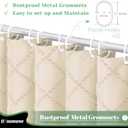 Dynamene Beige Fabric Shower Curtain, Boho Tufted Geometric Striped Tassel Shower Curtain for Bathroom, Shabby Chic Textured Modern Farmhouse Waterproof Cloth Shower Curtain Set, Wrinkle Free, 72x72