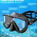 Greatever Snorkel Set Pano 3 Window Snorkel Mask Adult, Panoramic Wide View, Anti-Fog Scuba Diving Mask, Anti-Leak Snorkel Goggles Dry Top Snorkel, Professional Snorkeling Gear for Adults