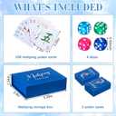 Soulchen 168 Pcs Mahjong Playing Cards American Style Blossom Numbered Large Print PVC Poker Mahjong Tiles with 4 Dices 2 Storage Box for Travel Home, Portable Gift(Floral,Blue)