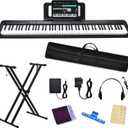 88 Key Piano Keyboard, Electric Digital Piano with Semi Weighted Keys, Keyboard Piano with Sustain Pedal, Power Adapter, Stand, Carrying Case, Headphones, USB-MIDI Compatibility, for Beginner Adults