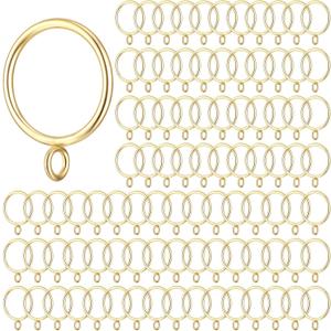 Maitys 100 Pcs Metal Curtain Rings with Eyelet Inner Diameter Eyelet Curtain Rings for Drapery Clips Hooks for Sliding Window Bathroom Door Shower Rod (Gold)