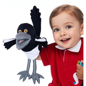 Steve and Maggie Plush Toy  Maggie Magpie Hand Puppet for Kids 1+, Soft Bird Puppet for Pretend Play, Nursery Rhymes & Learning, Interactive Toddler Toy for Easter Basket Stuffers (Small)